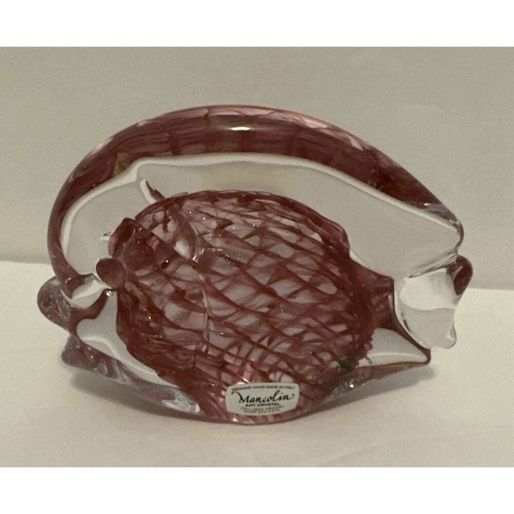 Italian Marcolin Art Glass Fish Sardinia Crystal Paperweight Signed 4 Inches